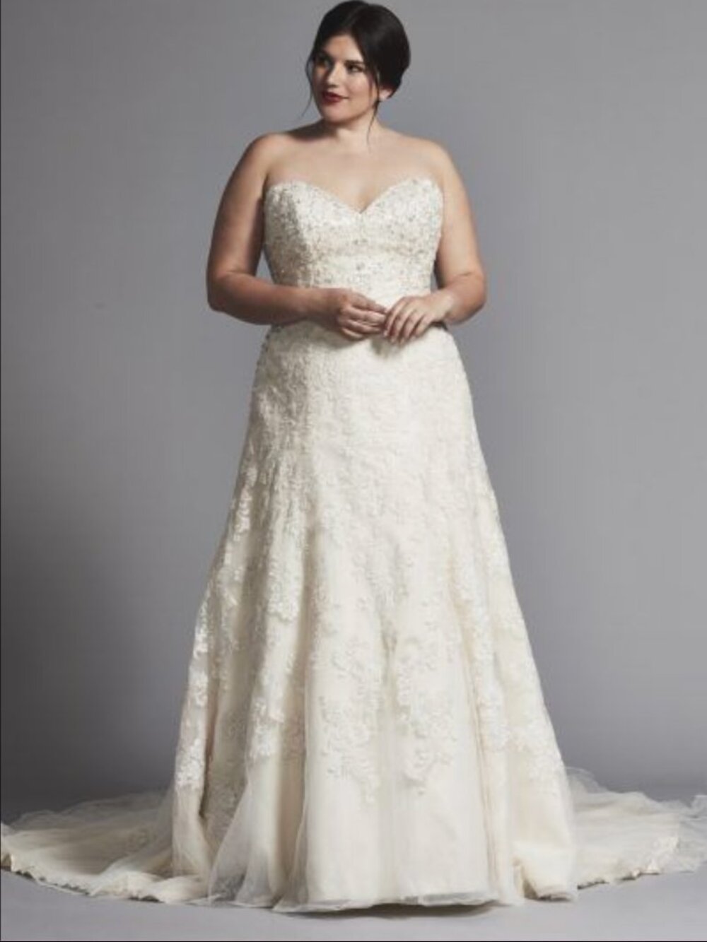 Danielle Caprese Kleinfeld Wedding Gown with Lace and Rhinestones